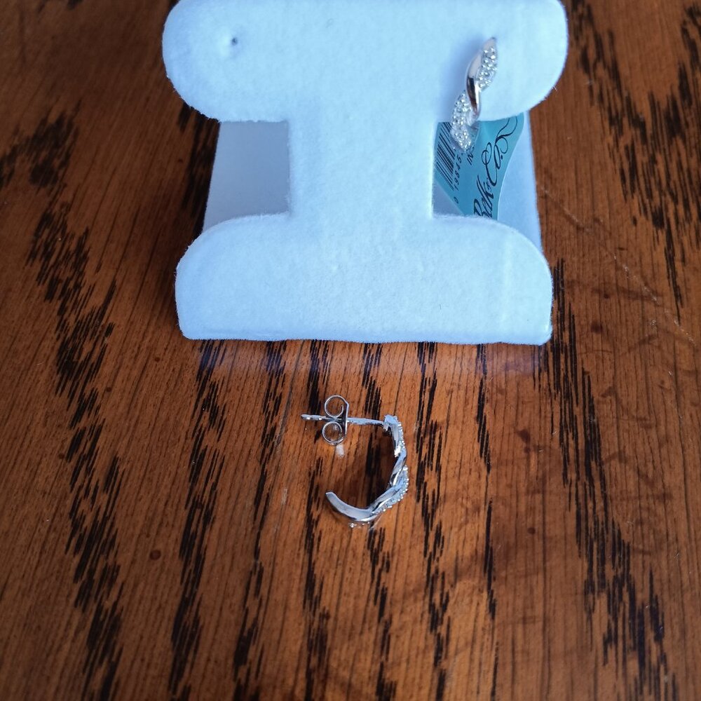New Effy Lab Grown Diamond Hoop Earrings in Sterling Silver - Picture 5 of 7